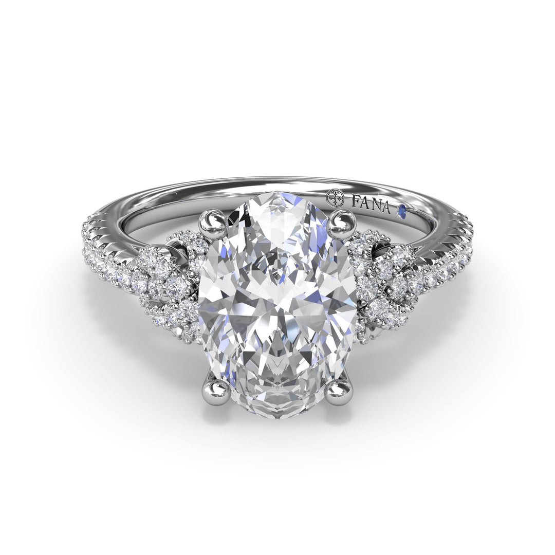 Oval Love Knot Diamond Engagement Ring