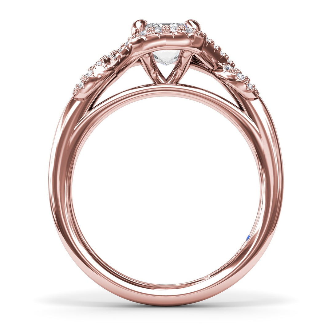 Emerald Love Knot Diamond Engagement Ring