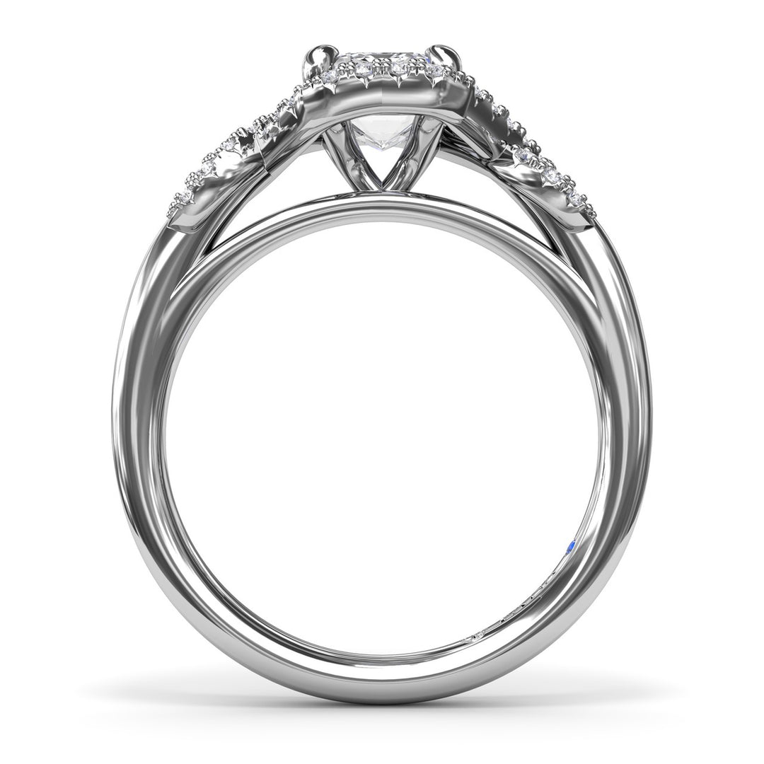 Emerald Love Knot Diamond Engagement Ring