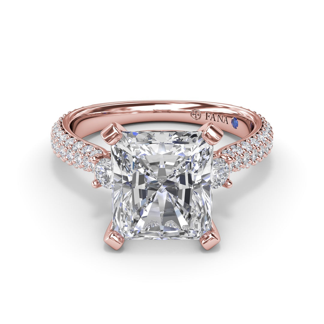 Side Stone PavÃ© Diamond Engagement Ring