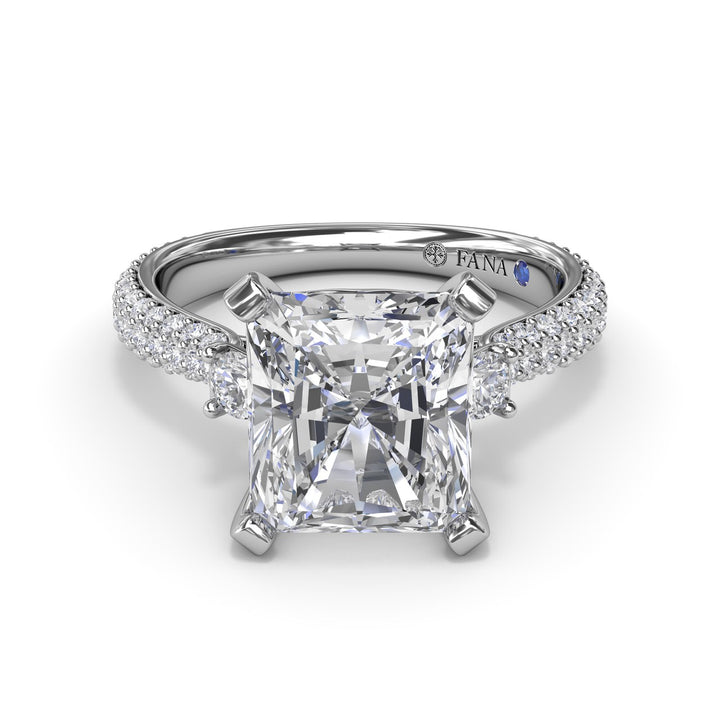 Side Stone Pavé Diamond Engagement Ring