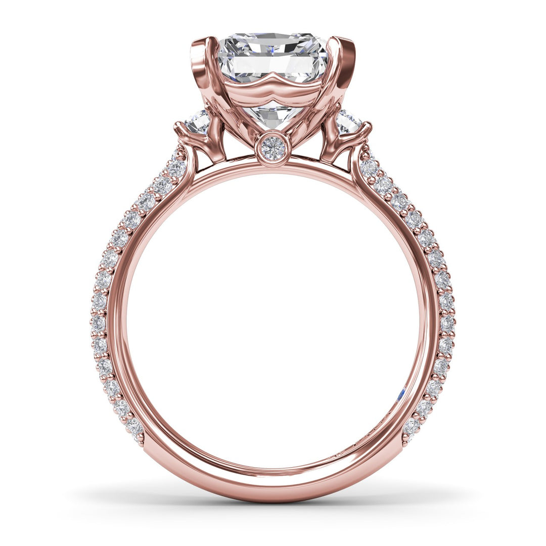 Side Stone PavÃ© Diamond Engagement Ring