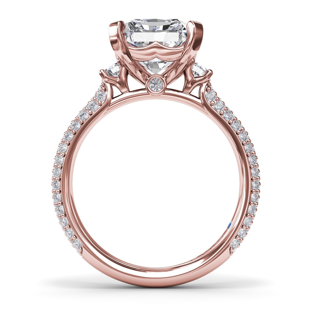 Side Stone Pavé Diamond Engagement Ring