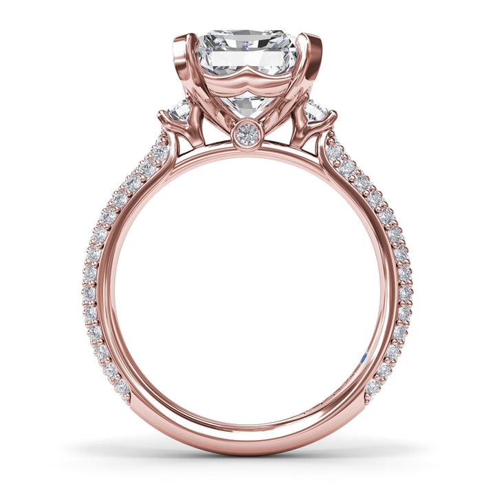 Side Stone Pavé Diamond Engagement Ring