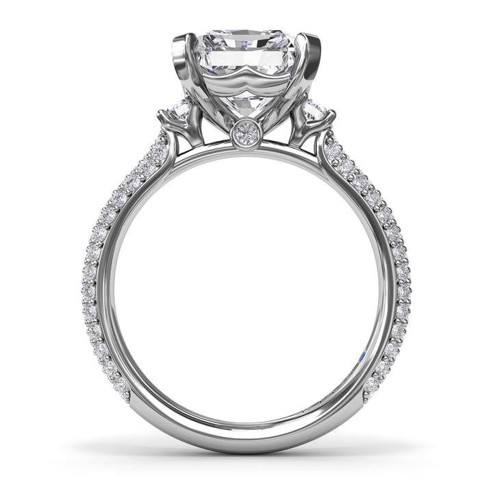 Side Stone Pavé Diamond Engagement Ring