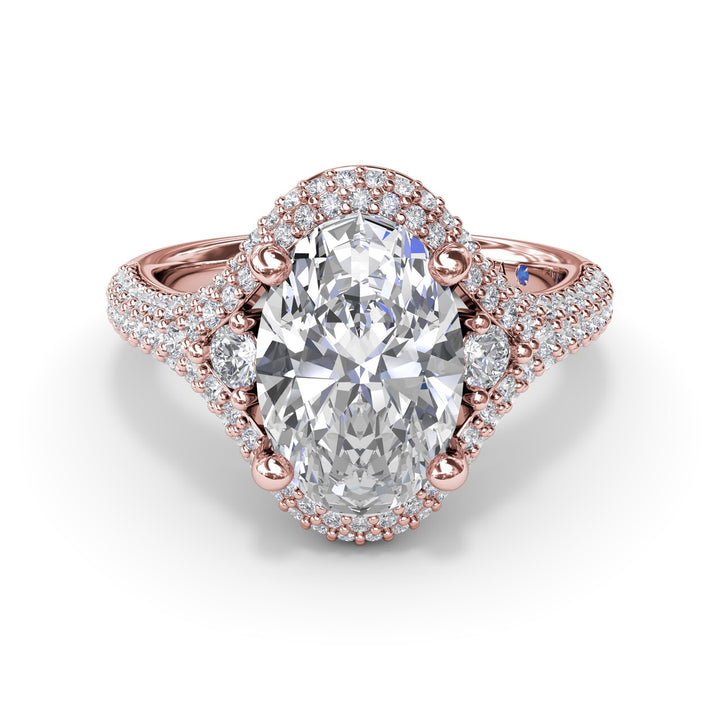 Double PavÃ© Diamond Halo Engagement Ring