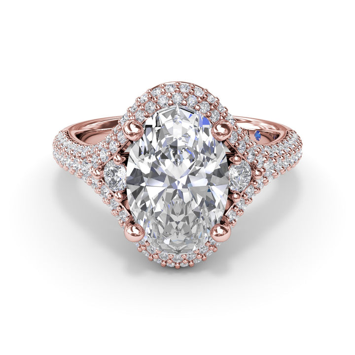 Double Pavé Diamond Halo Engagement Ring