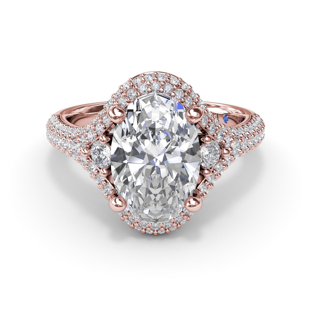 Double PavÃ© Diamond Halo Engagement Ring