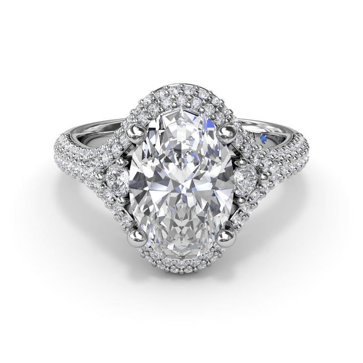 Double Pavé Diamond Halo Engagement Ring