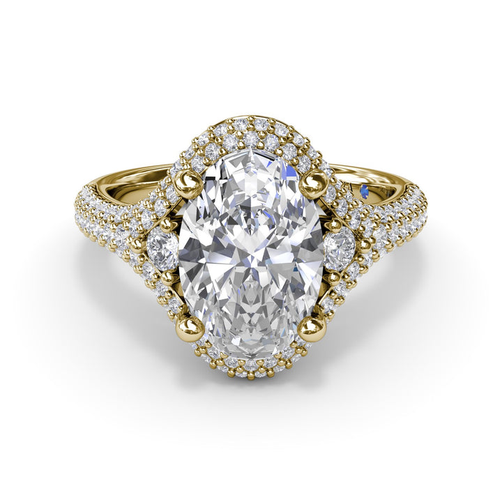Double Pavé Diamond Halo Engagement Ring