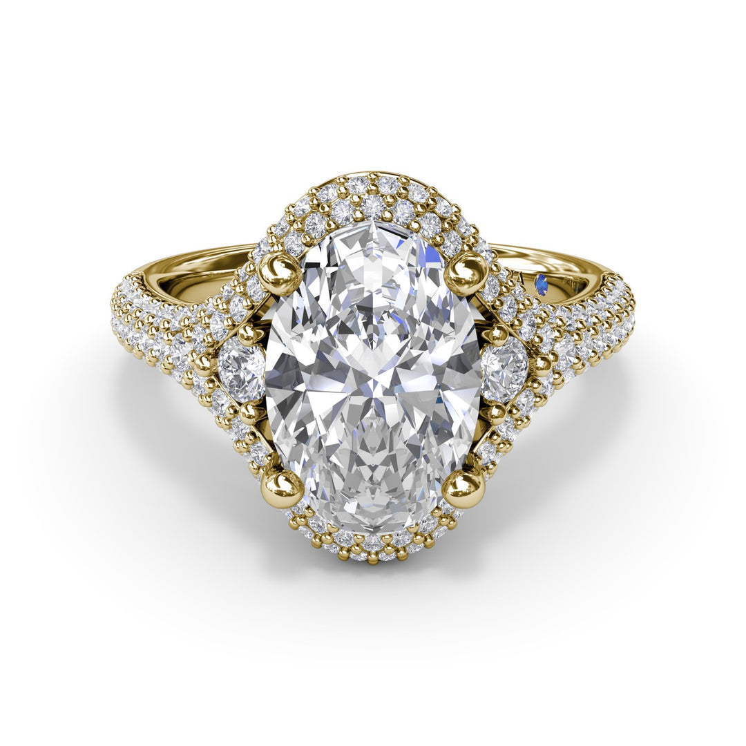 Double PavÃ© Diamond Halo Engagement Ring
