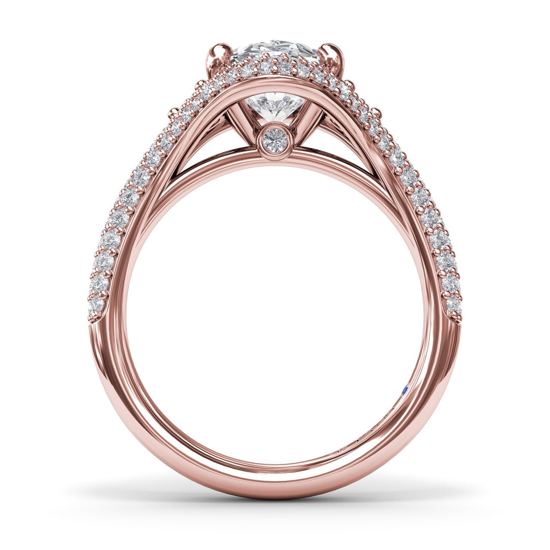 Double PavÃ© Diamond Halo Engagement Ring