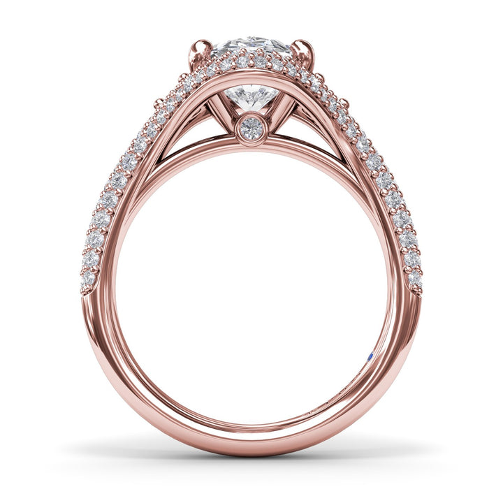 Double PavÃ© Diamond Halo Engagement Ring