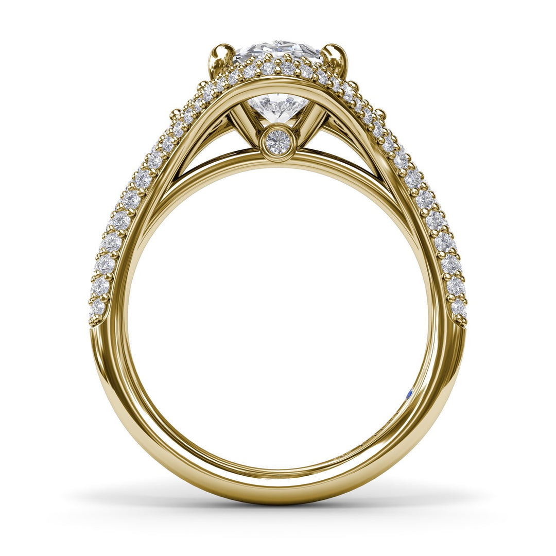 Double PavÃ© Diamond Halo Engagement Ring