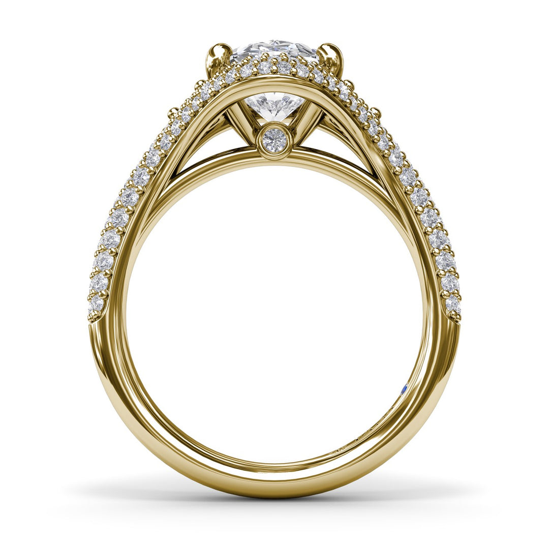 Double Pavé Diamond Halo Engagement Ring