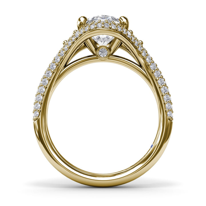 Double Pavé Diamond Halo Engagement Ring