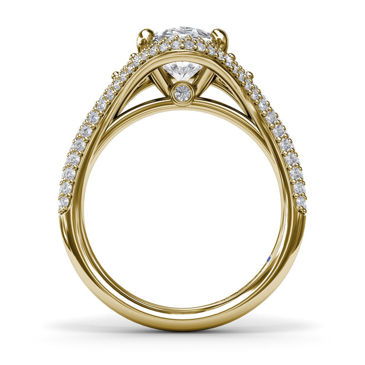 Double PavÃ© Diamond Halo Engagement Ring