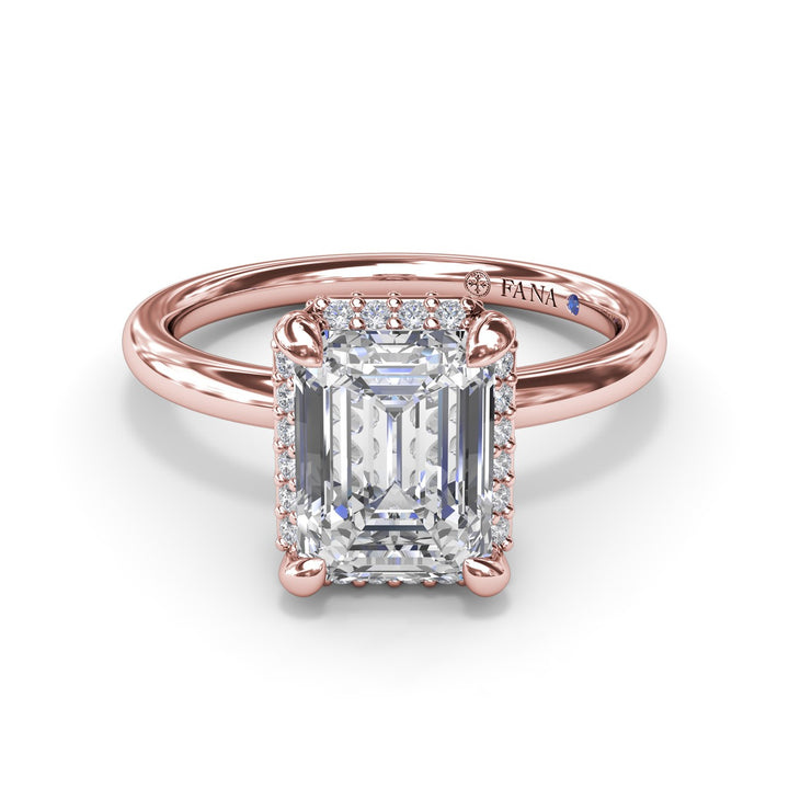 Emerald Cut Halo Diamond Engagement Ring