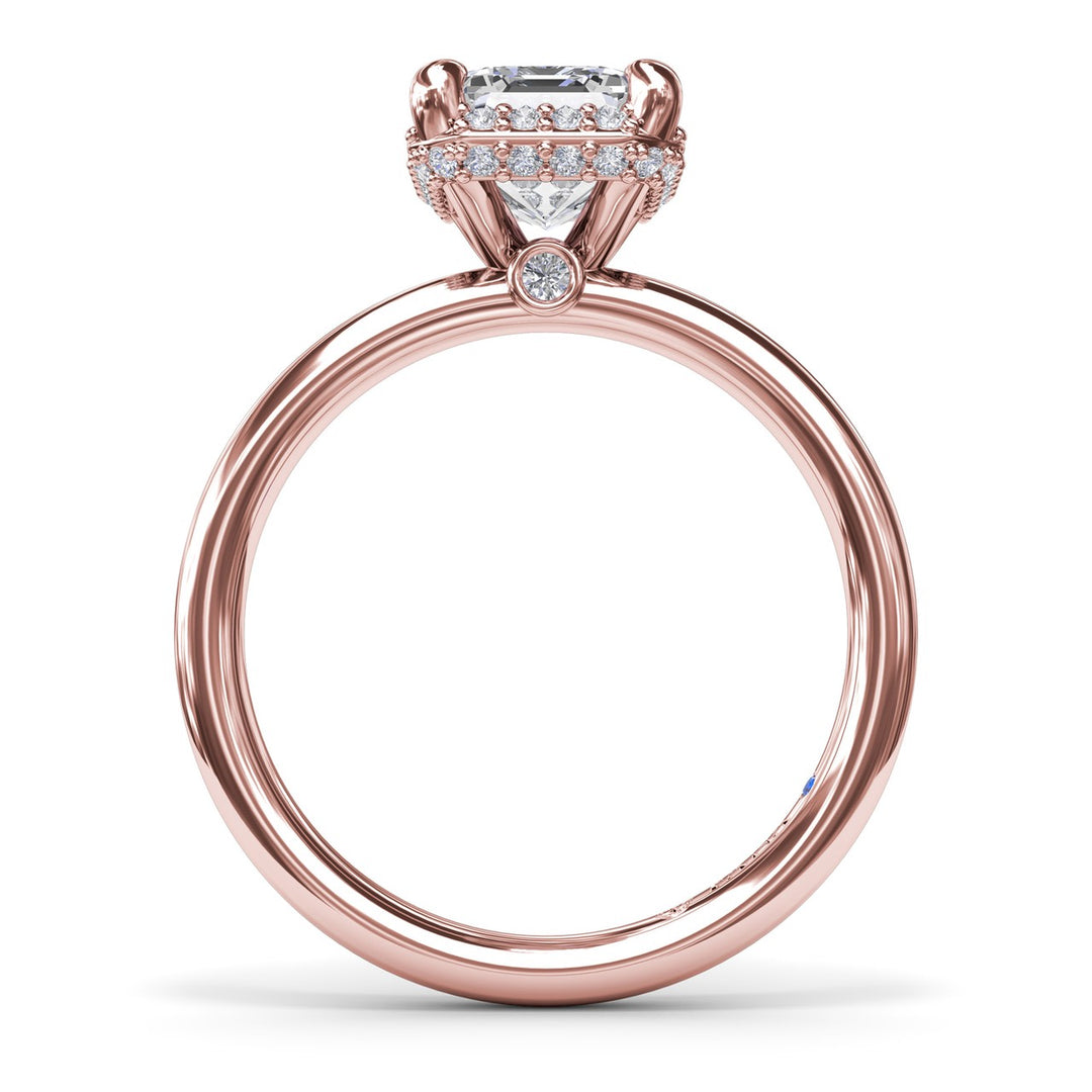 Emerald Cut Halo Diamond Engagement Ring