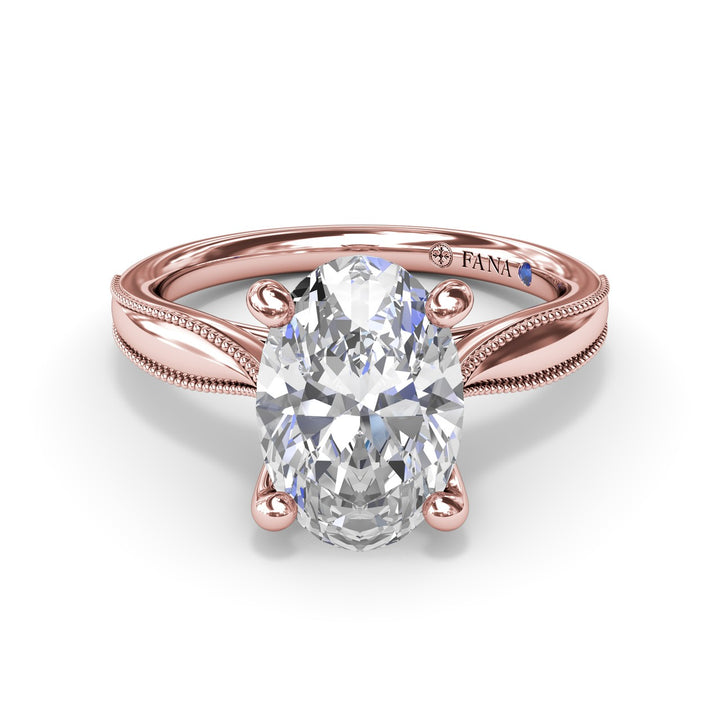 Tapered Milgrain Diamond Engagement Ring
