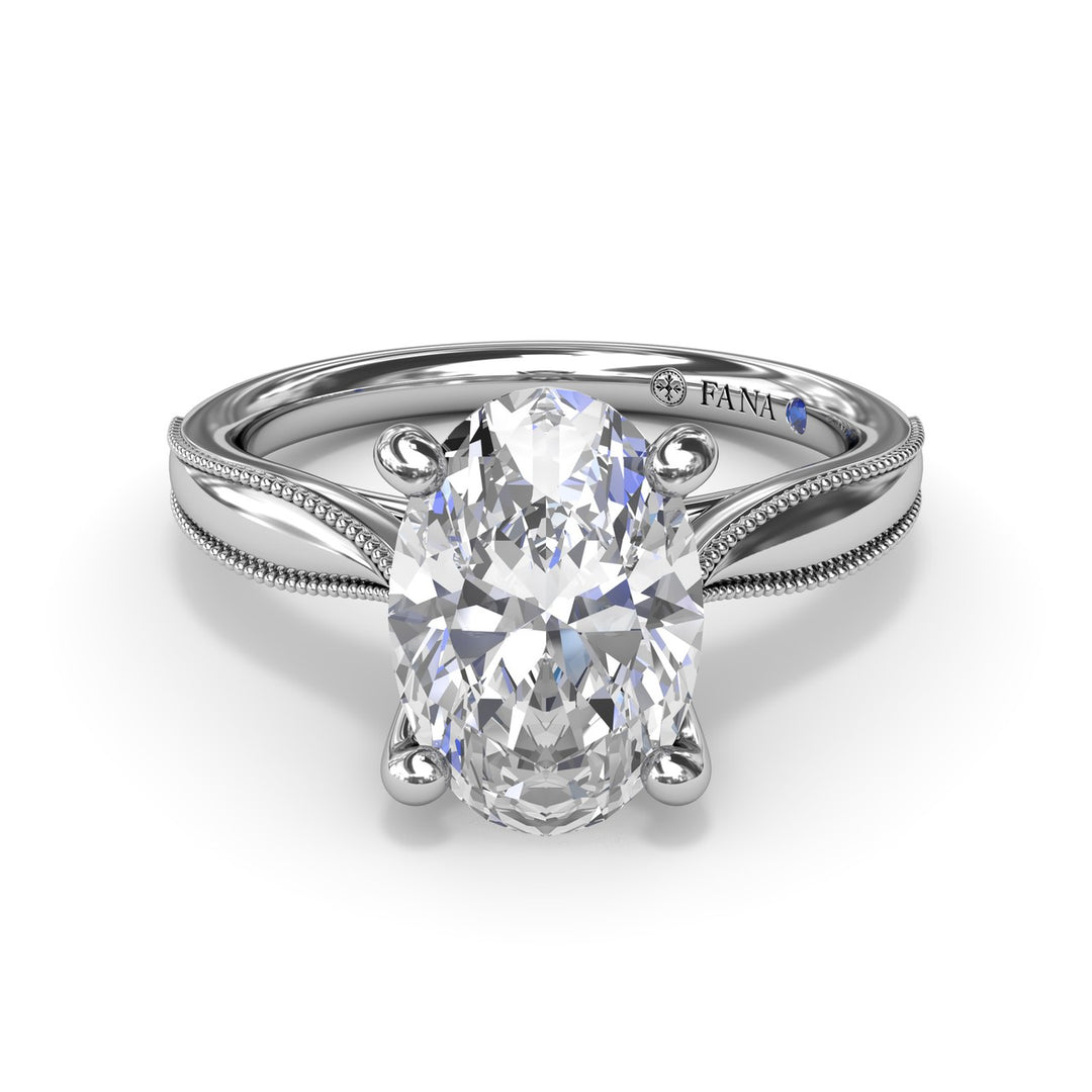 Tapered Milgrain Diamond Engagement Ring