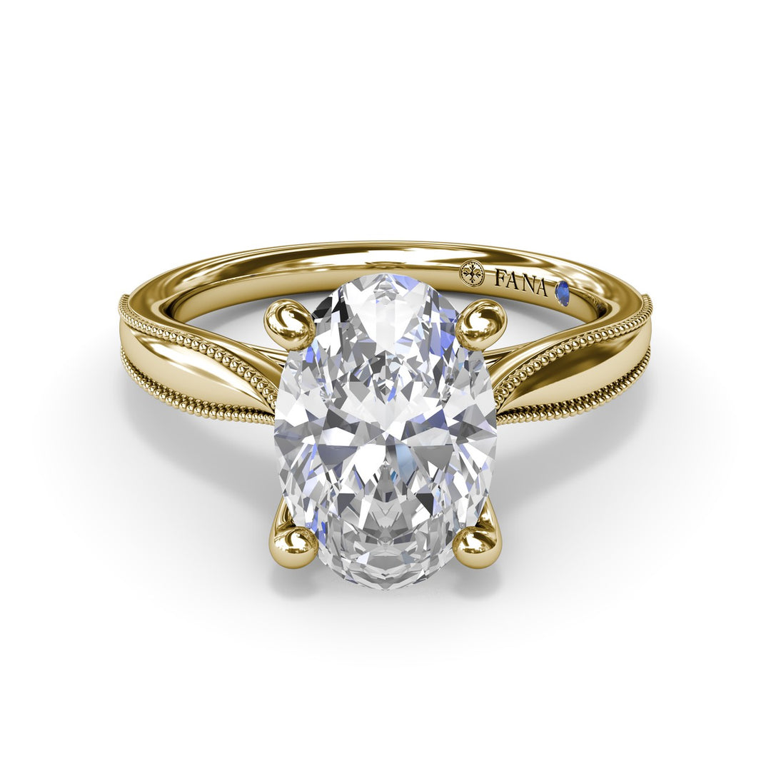 Tapered Milgrain Diamond Engagement Ring