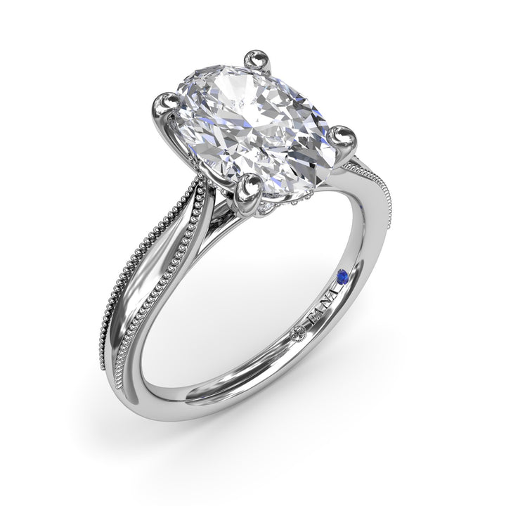 Tapered Milgrain Diamond Engagement Ring