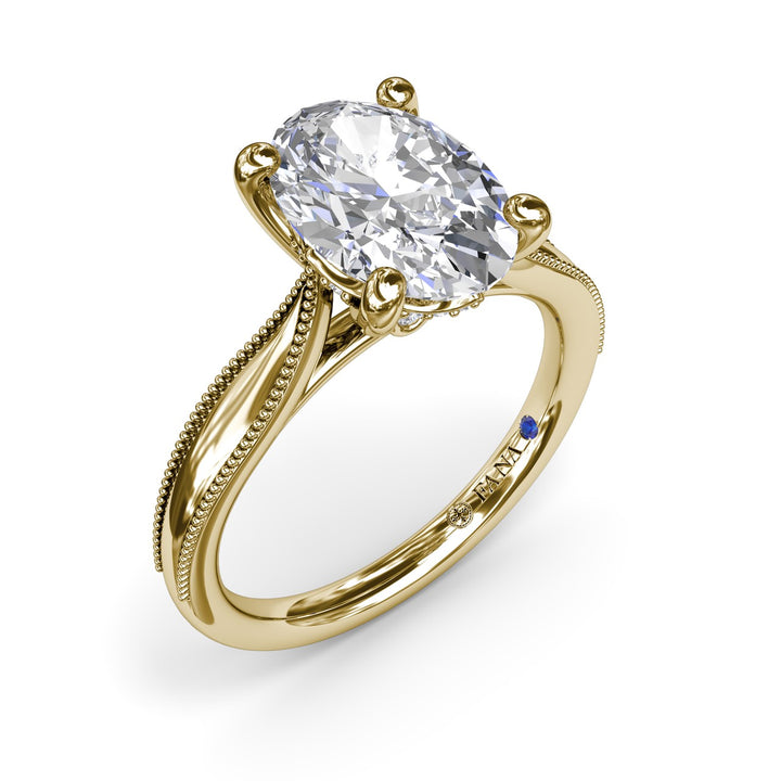 Tapered Milgrain Diamond Engagement Ring