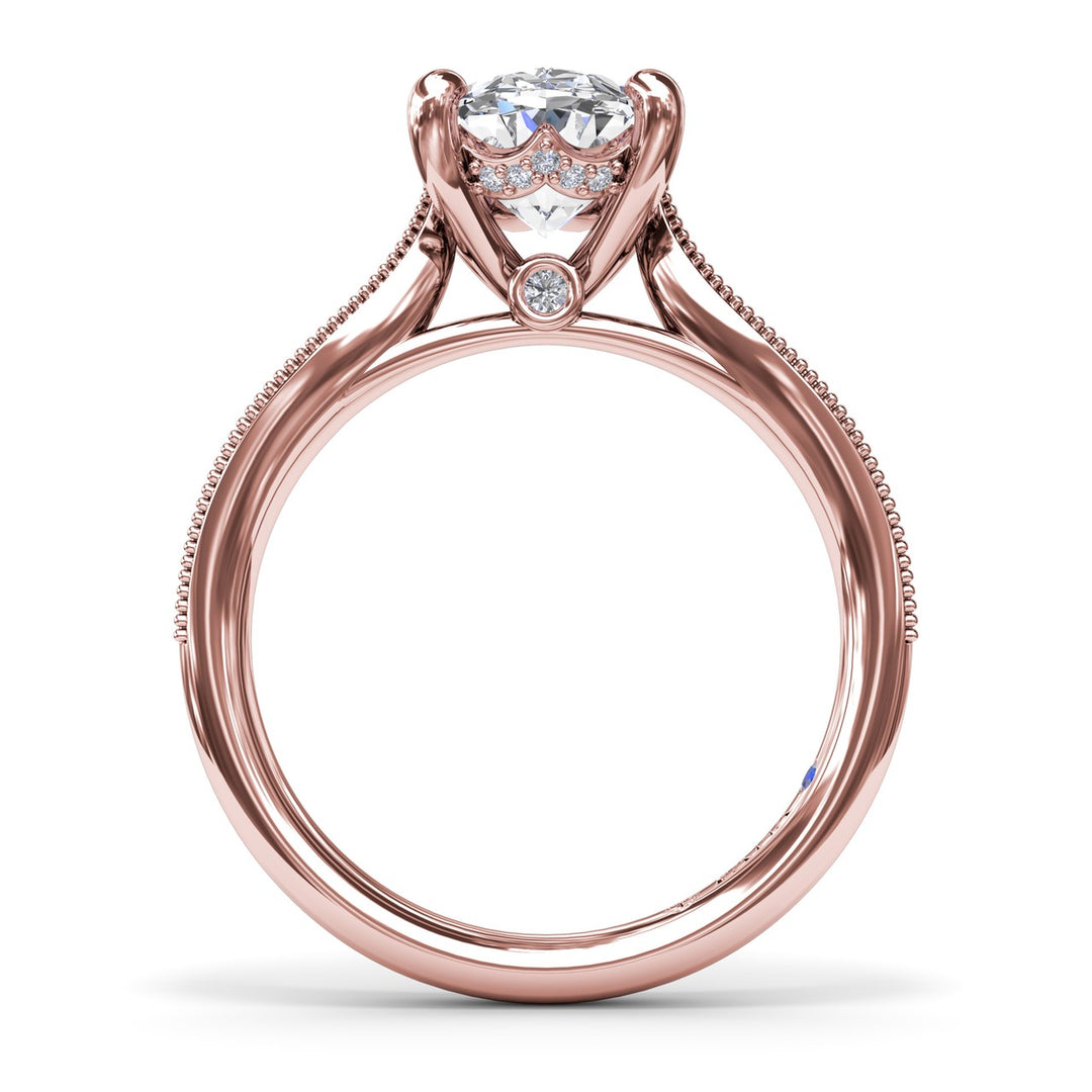 Tapered Milgrain Diamond Engagement Ring