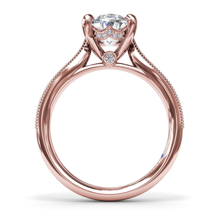 Tapered Milgrain Diamond Engagement Ring