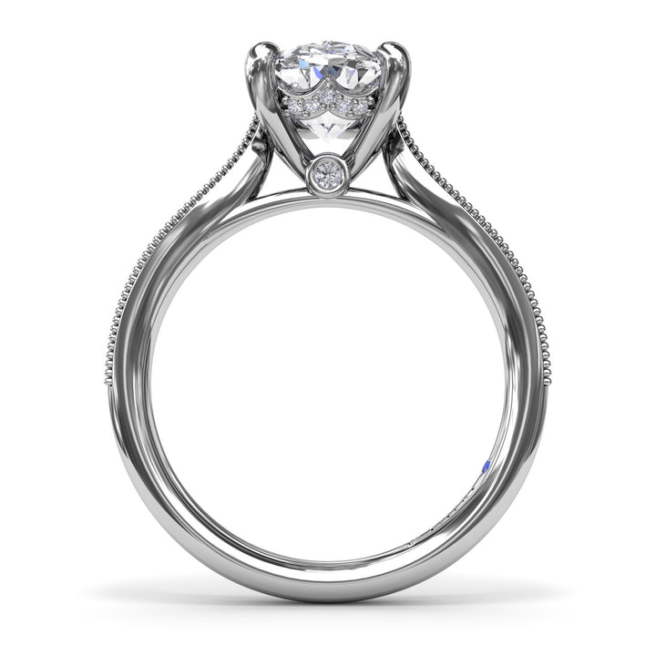 Tapered Milgrain Diamond Engagement Ring