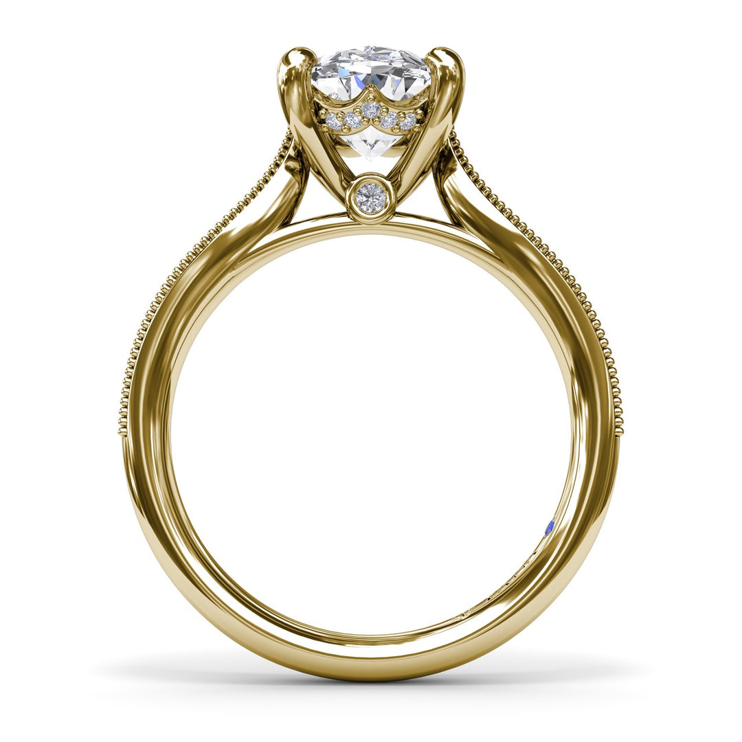 Tapered Milgrain Diamond Engagement Ring