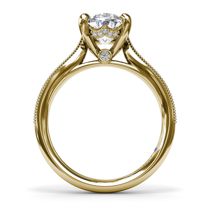 Tapered Milgrain Diamond Engagement Ring
