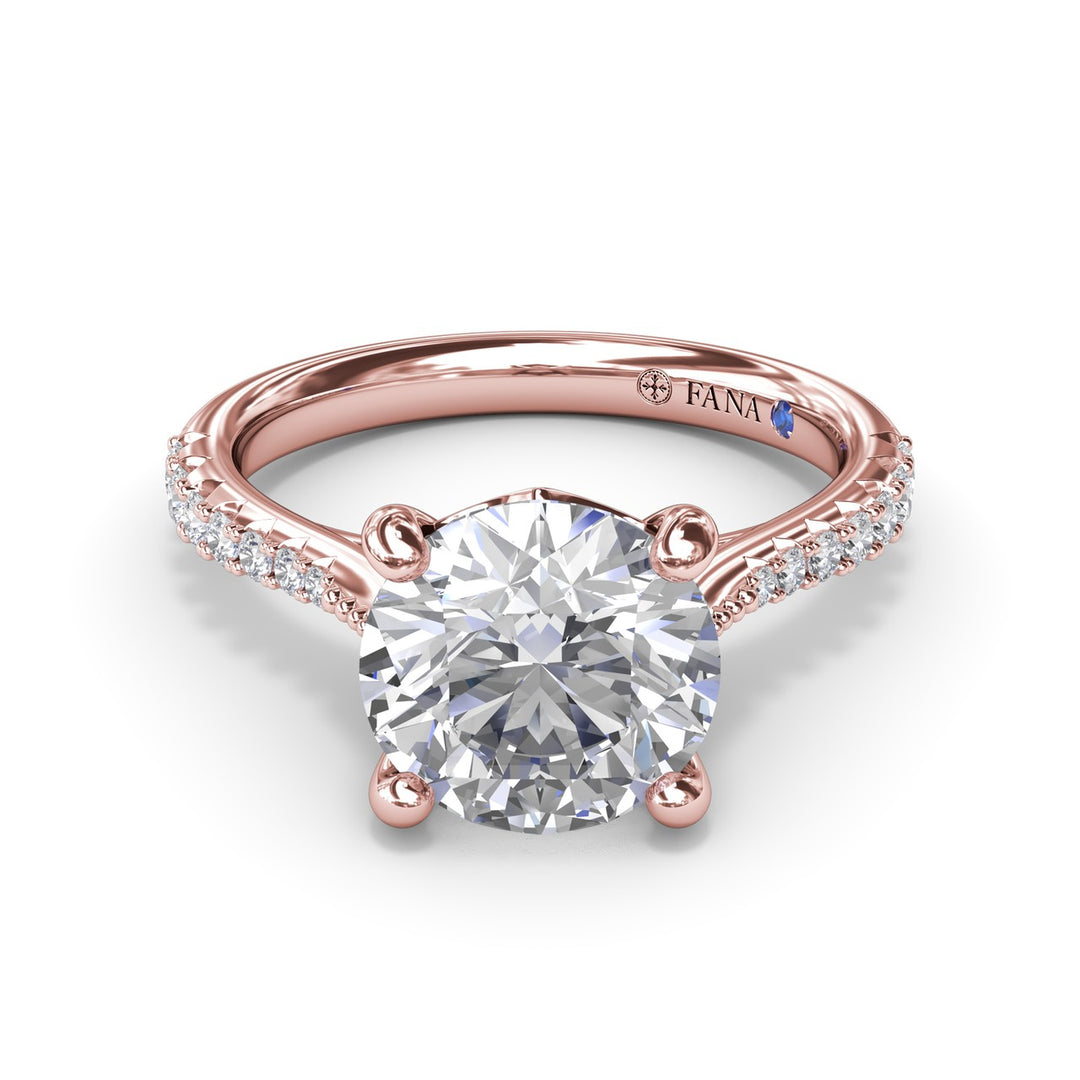 Thin Milgrain Graduated Diamond Engagement Ring