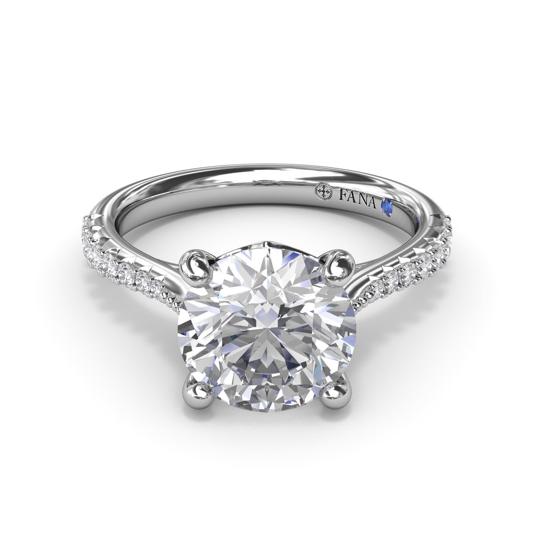 Thin Milgrain Graduated Diamond Engagement Ring