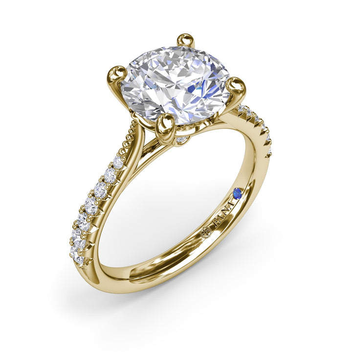 Triple-Row Two-Toned Round Diamond Engagement Ring