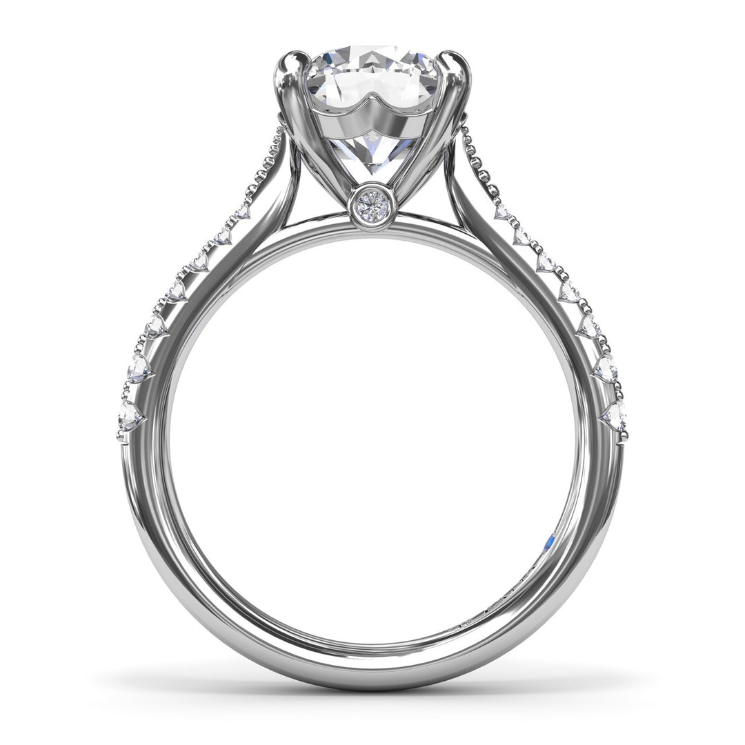 Thin Milgrain Graduated Diamond Engagement Ring