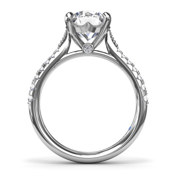Thin Milgrain Graduated Diamond Engagement Ring