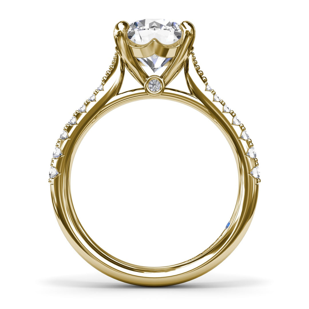 Thin Milgrain Graduated Diamond Engagement Ring