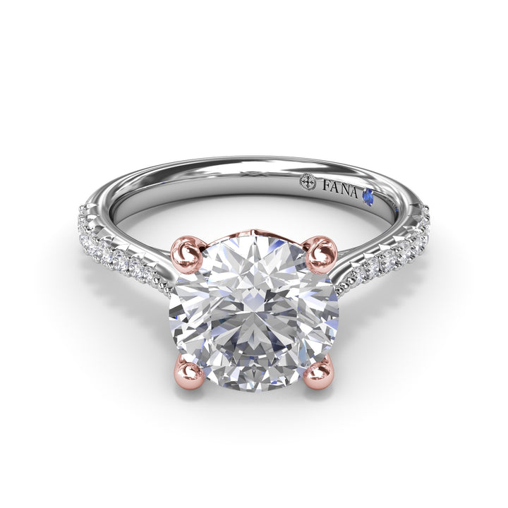 Thin Milgrain Graduated Diamond Engagement Ring