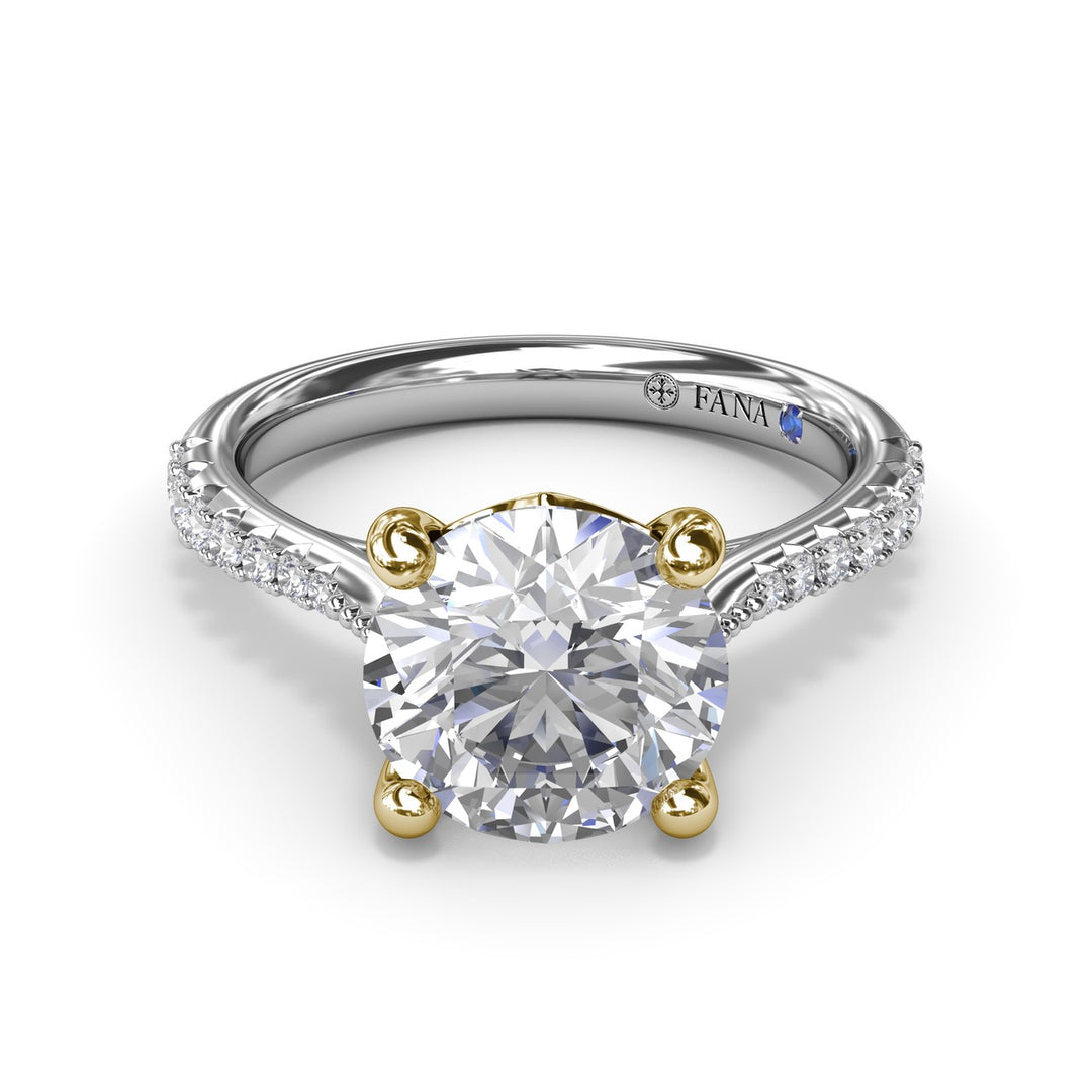 Thin Milgrain Graduated Diamond Engagement Ring