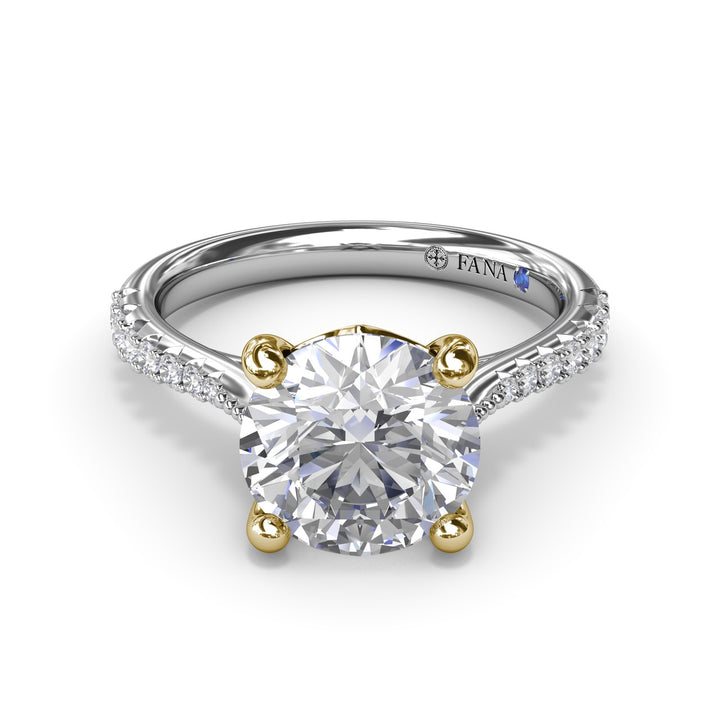 Thin Milgrain Graduated Diamond Engagement Ring