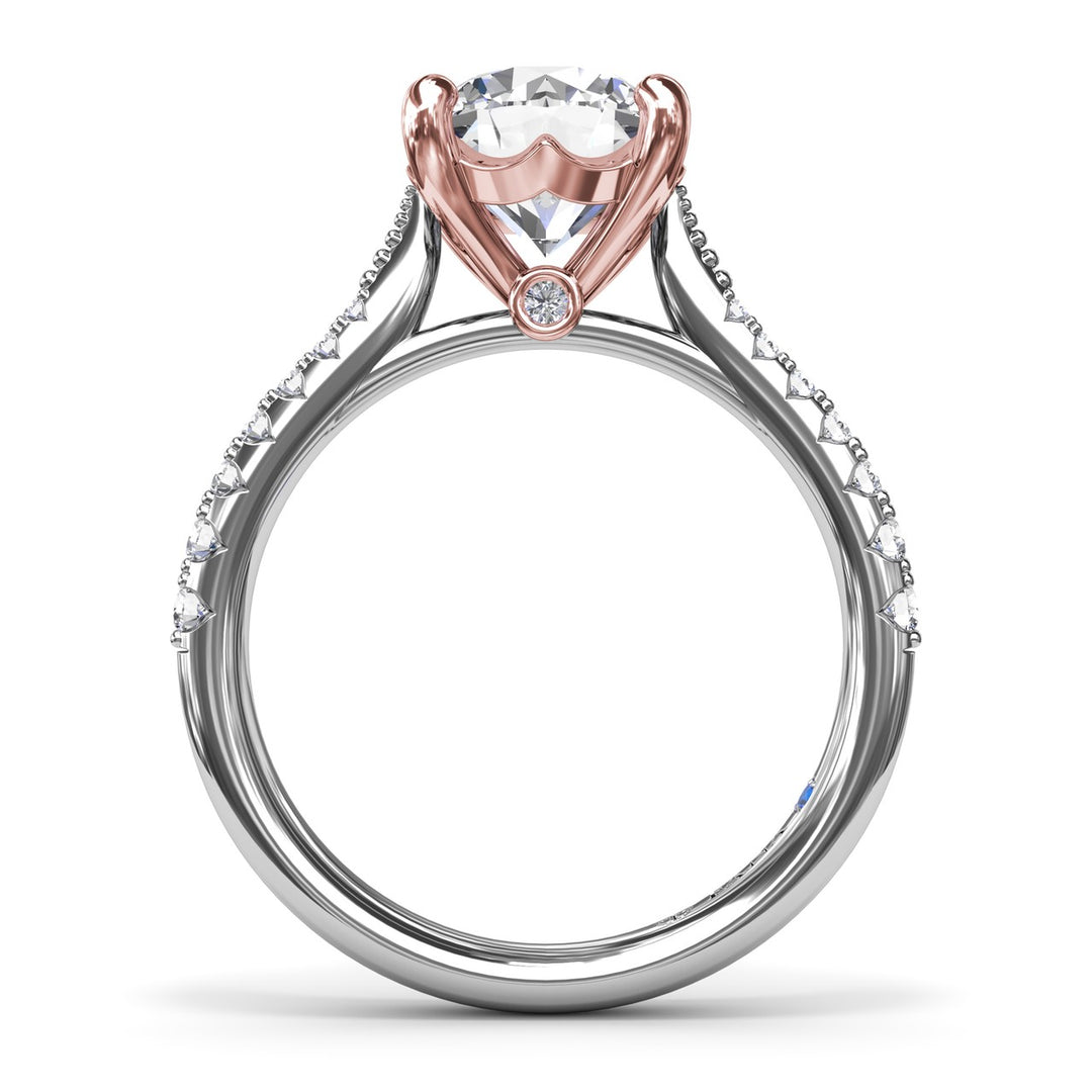 Thin Milgrain Graduated Diamond Engagement Ring