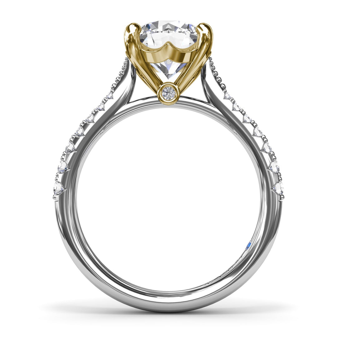 Thin Milgrain Graduated Diamond Engagement Ring