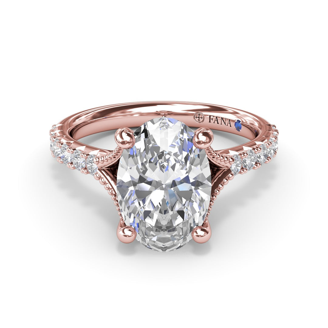 Oval Diamond Engagement Ring with Split Shank