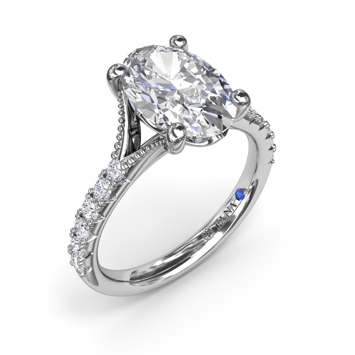 Oval Diamond Engagement Ring with Split Shank