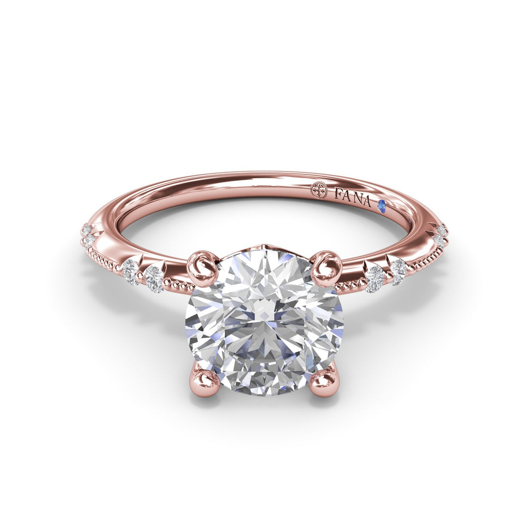 Milgrain Knife-Edge Round Diamond Engagement Ring