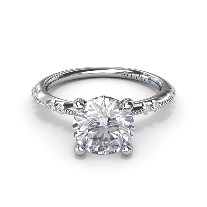 Milgrain Knife-Edge Round Diamond Engagement Ring