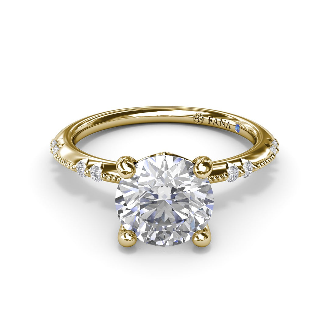 Milgrain Knife-Edge Round Diamond Engagement Ring