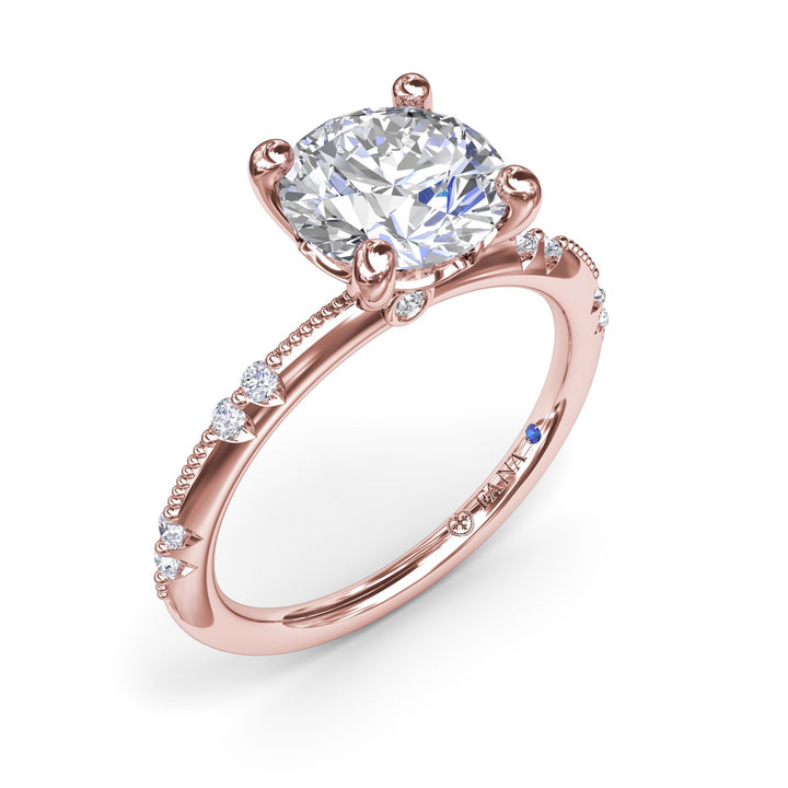 Milgrain Knife-Edge Round Diamond Engagement Ring